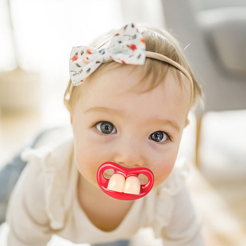 AUSTUFF 6PCs Funny Pacifier Infant Cute Kissable Lips and Gentleman Mustache Soft Silicone Design for Babies