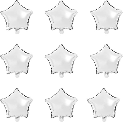 MOWO Star-shaped Foil Balloons, 10" Silver, Pack of 50