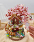 Set, 1149 (1381) Japanese Sakura Tree House Building Blocks Pink Cherry Tree Bonsai Creative Architecture, Home Decor