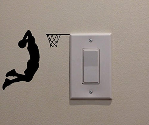 YINGKAI Two Handed Slam Dunk Basketball Player Dunking on Light Switch Decal
