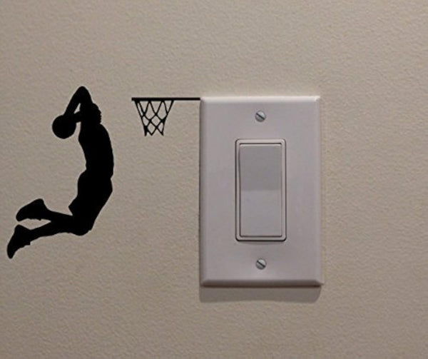 YINGKAI Two Handed Slam Dunk Basketball Player Dunking on Light Switch Decal
