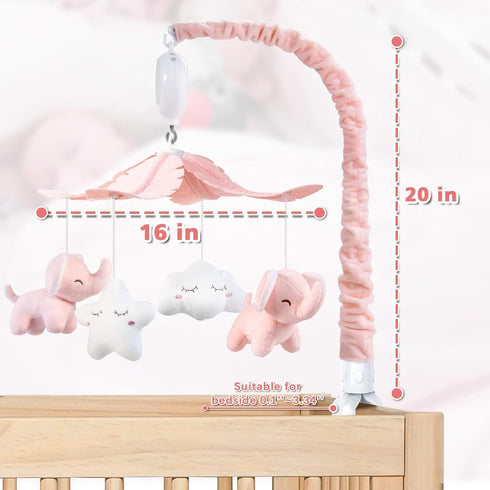 3 35 Packaging FEISIKE Crib Mobile for Girls Baby Mobiles with Modes Digital Music BoxTurn Only, Music Only, Turn
