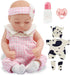 10" Realistic Baby Girl Doll, Silicone Vinyl Reborn with Soft Body and 2 Clothes Sets, Lifelike Newborn Gift for Kids