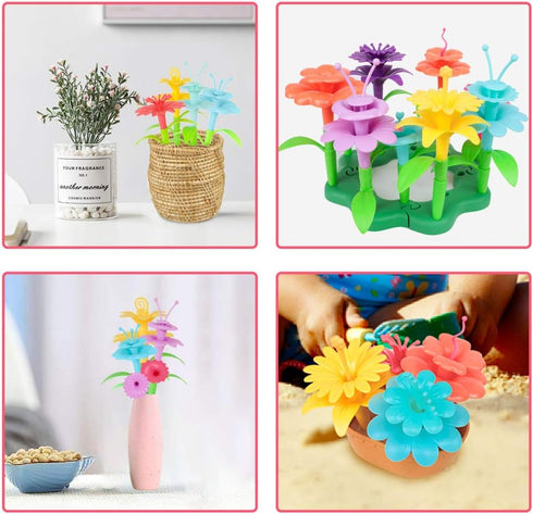 3 4 5 6 7 CENOVE Toddler Toys for Year Old Girls and Boys,Flower Garden Building Toy with Carry Box, STEM Toys