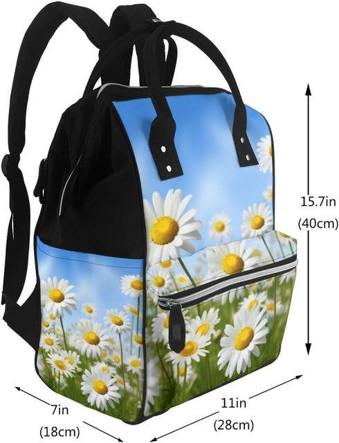 FHEDVBN Backpack Mummy Backpacks Daypack Spring Daisy Flowers Diaper Bag for Women Multifunction Waterproof for Mom