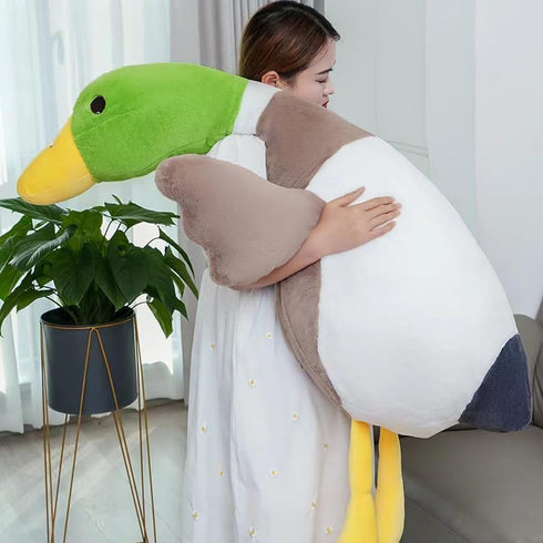 Mallard Duck Plush, Soft Furry Stuffed Animal Pillow, Huge Duck Plush Hugging Pillow Gifts for Every Age (39.3in)