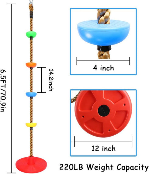 Climbing Rope Tree Swing with Platforms, Disc Swing Seat Set for Kids Outdoor Playground
