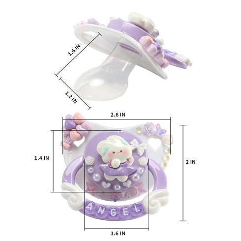 CutiePlusU Adult Size Pacifier DIY Big Shield Pacifier - White Purple