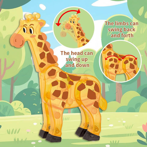 Voxifyx Set 5-7 Magnetic Tiles Grassland Animals Theme Toys, Magnet Tiles Building Blocks Toys for Kids Ages Year Old
