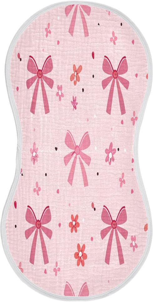 YETTASBIN Bow Pink Muslin Baby Burp Cloth, Super Soft Absorbent Cotton Burp Rag