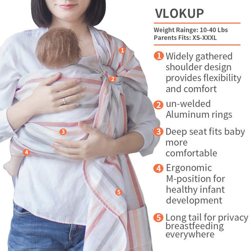 Baby Ring Sling Baby Carrier, Soft Baby Sling Carrier for Newborn to Toddler, Lightweight Breathable Adjustable Baby
