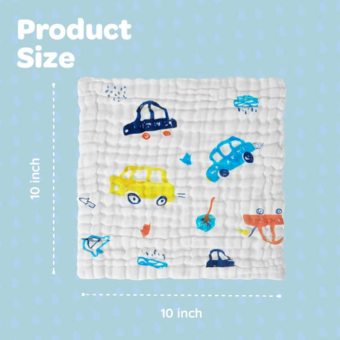EMSAAG Pack 7-Car Newborn,100% Infants,Reusable-10x10 Muslin Baby Washcloths Baby Wipes Newborn of Patten, Absorbent