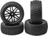 12mm Hex Wheel Rims with Mesh Shape Rubber Tires and Sponge, 88mm/3.46" Replacement for 1/10 RC Off-Road Car Truck