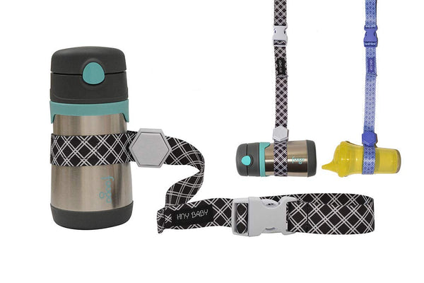 Sippy Cup Straps for Baby Bottle Toy Leash, 4 Pack for Stroller High Chair Strap (Blue/Black)