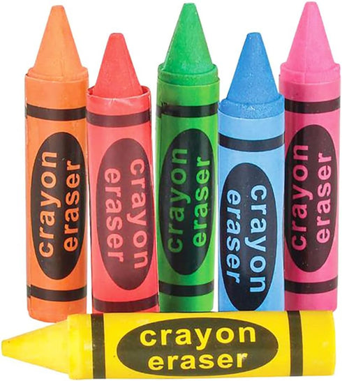 Lot of 36 Assorted Color Crayon Shaped Erasers