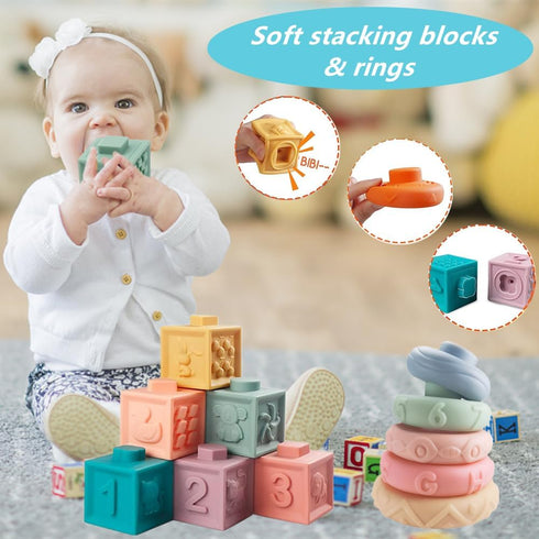 ELLECK 6-12 1-3 6 1 (0035) Baby Toys Months, Montessori Toys for Toddlers Year Old, Busy Cube Teether Infants Bath