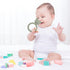 Silicone Baby Teether, Easy to Hold Teething Toy Ring for Babies, BPA Free (Power Rose + Dusty Lilac)