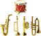 Toyvian Miniature Musical Instrument Set - Plastic Saxophone, Trumpet, Drum Figurines - Dollhouse Models Ornament for