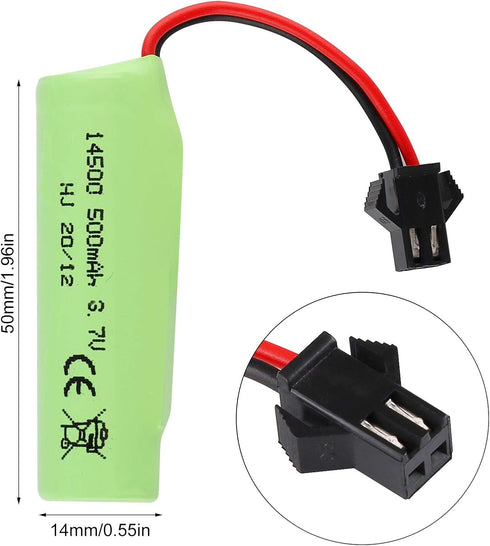 FPVERA Rc Car Battery - 2 Pack 500mah 3.7V Li-ion Rechargeable for RC Stunt Cars and Trucks
