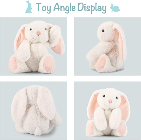 11" TCBunny Baby Bunny Bedtime Stuffed Animal Plush Toy Easter Stuffer Gifts for Girls, Boys, Kids (White)