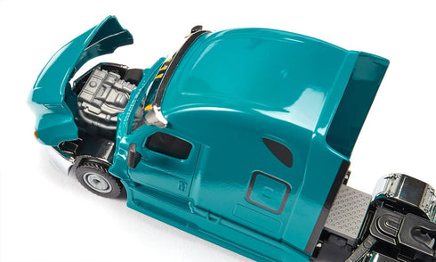 Siku 2717, 1:50, 1:50 Freightliner Cascadia, Toy Tractor, Plastic/Metal, Blue, Opening Bonnet, Coupling for Combining