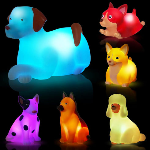 1-3: 6 Set, 1 2 3+ Bath Toys for Toddlers PCS Light-Up Dog Bath Toy Baby Bath Toys, Bathtub Pool Bath Toy for Kids