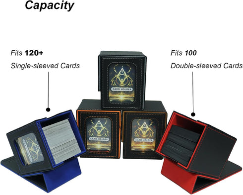 AEGIS GUARDIAN Card Deck Box for MTG, Commander Display, Holds 100 Double-Sleeved Cards, Black&Gray