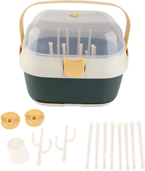 Greensen Baby Bottle Storage Box, Plastic Drying Rack with Space-Saving Design for Nursery & Kitchen Organization