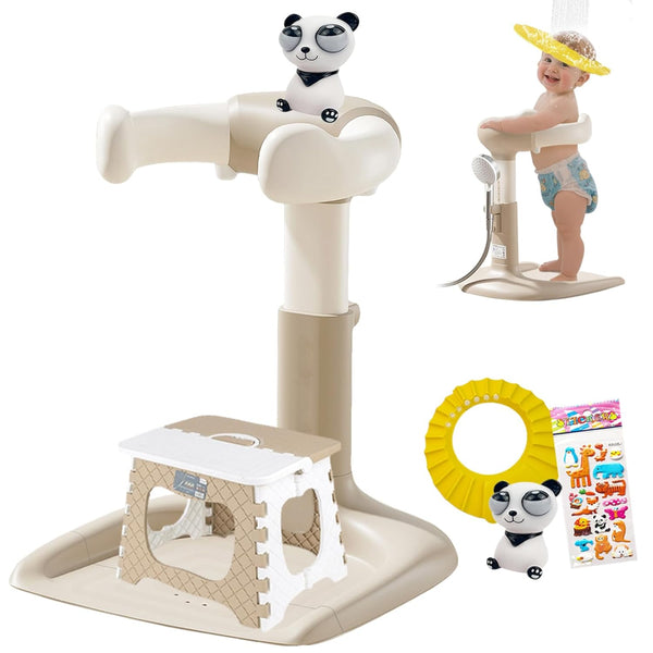 Baby Shower Stand with Support, 2-in-1 Sitting & Standing Baby Bath Stand