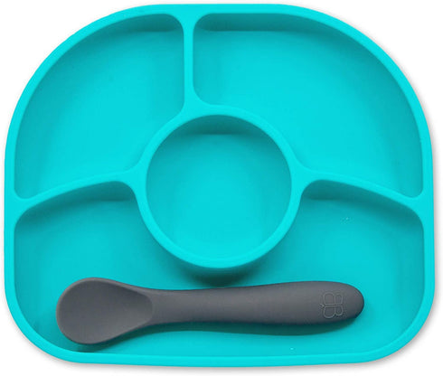 bbluev Yuemi Food Grade Silicone Suction Plate & Spoon Set - BPA-Free, Microwave & Dishwasher Safe