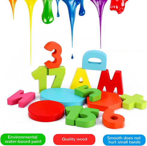 Kesletney Wooden Puzzles for Toddlers, Alphabet Number Shape Learning Toys for Kids, 3 in 1 Montessori