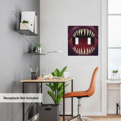 Big Monster Teeth Double Toggle Switch Covers, 2-Gang Wall Plate, Funny Novelty Light Switch Covers