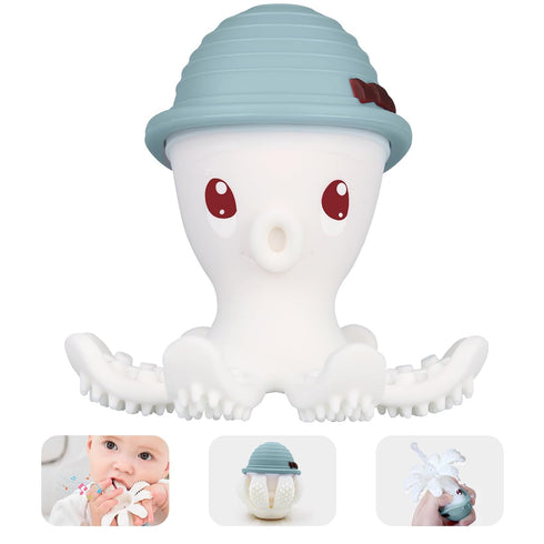 Baby Teether Toys for 3-12 Months, Fun Teething Toys for Infant 12-18 Months, Mombella Octopus Silicone Comfort Chewing