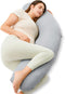 Momcozy J-Shaped Pregnancy Pillow for Sleeping with Cooling Cover, Side Sleeper Support