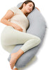 Momcozy J-Shaped Pregnancy Pillow for Sleeping with Cooling Cover, Side Sleeper Support