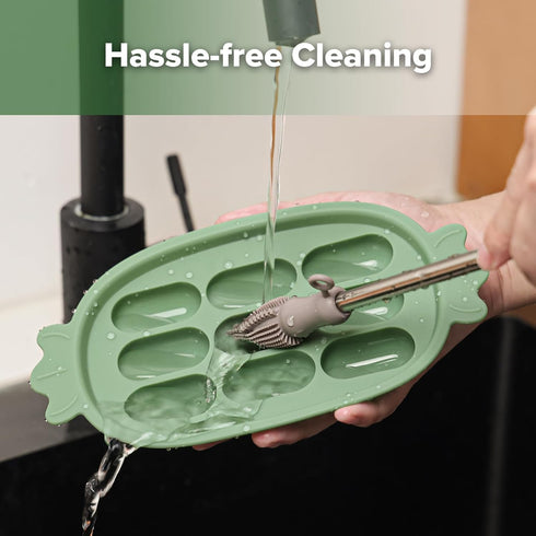 Haakaa Baby Popsicle Mold, Baby Food Maker & Breastmilk Teething Freezer Tray, BPA Free Silicone (Green)