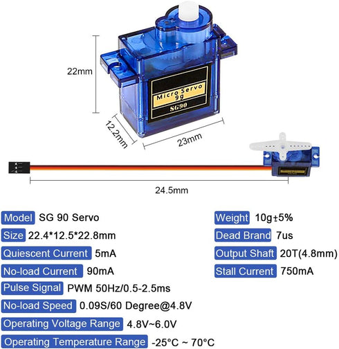 8-Pack SG90 9G Mini Servo Motor Kit for RC Projects - Versatile Control for Robots and Vehicles