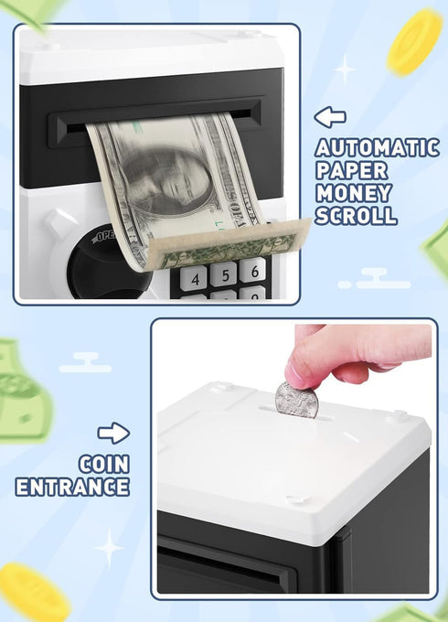 Playsheek Piggy Bank for Girls Boys Large Electronic Money Coin Banks with Password Protection, Automatic Paper Money