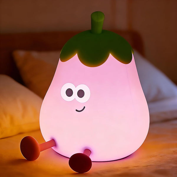 Eggplant Night Light, Touch Bedside Lamp, 3 Level Dimmable Squishy Lamp for