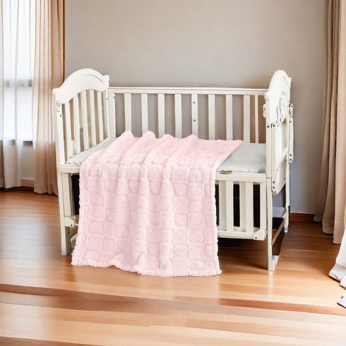 Boyoung Cozy 3040 Fleece Baby Blanket, Ultra Soft Heart Checkered Baby Blankets for Boys Girls, Infant Toddler Newborn