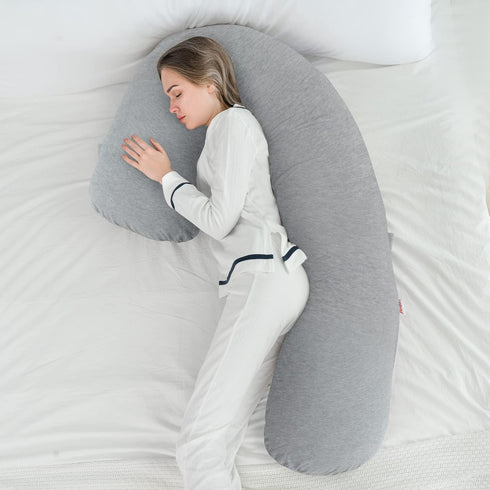 AngQi L-Shaped Body Pregnancy Pillow - Gray Jersey Cover