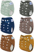 Gussets, 6 Pack 6pcs babygoal Reusable Charcoal Cloth Diapers with Double Washable Baby Pocket Diapers with Charcoal