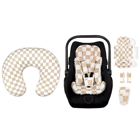 DILIMI Nursing Pillow Cover and Infant Car Seat Insert with Strap Covers,