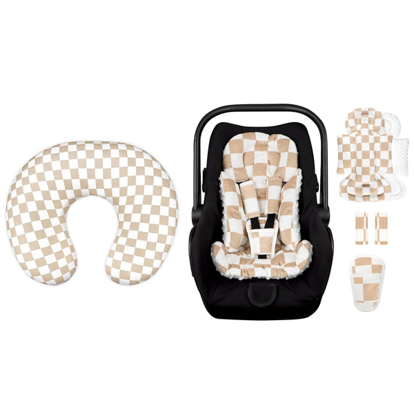 DILIMI Nursing Pillow Cover and Infant Car Seat Insert with Strap Covers,