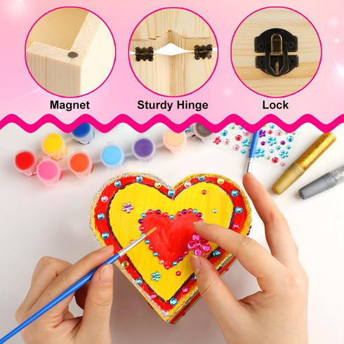 8-12, 2 Pack 4-6 6-8 5 7 9 10 11 Crafts for Girls DIY Wooden Jewelry Box Art Craft Supplies Painting Kit for Kids Ages