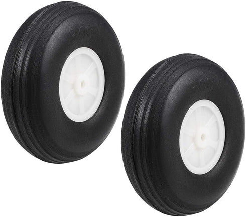 uxcell 2pcs Tire and Wheel Sets for RC Car Airplane, PU Sponge Tire with Plastic Hub, 3 Inch