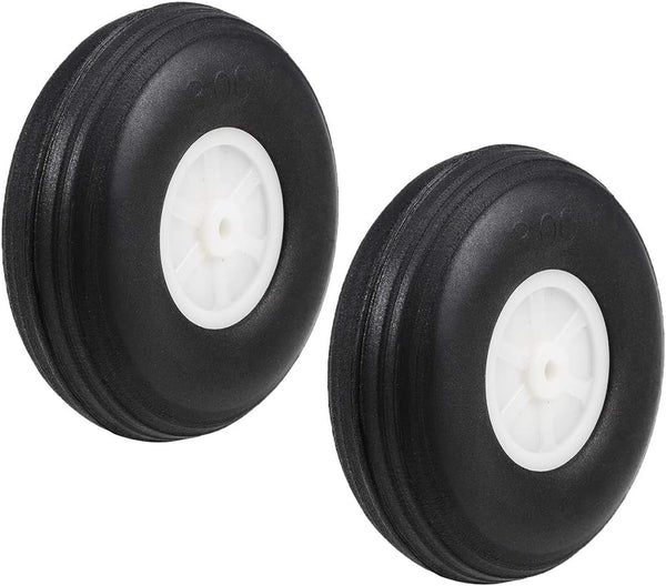 uxcell 2pcs Tire and Wheel Sets for RC Car Airplane, PU Sponge Tire with Plastic Hub, 3 Inch