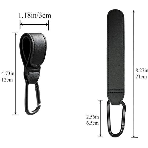 DEIHAALEN 4 Mommy Pcs Leather Stroller Hook, Stroller Clip, Stroller Accessories Organizer Hook, Metal Hook