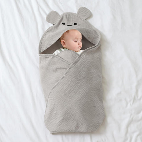 YIXPOH 100% 32x32Inch Hooded Baby Towels for Newborn Cotton Muslin Soft Absorbent Baby Bath Towels with Hood for Infant