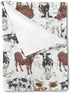 Watercolor Cows Baby Blanket, Farm Cows Green Leaves Flannel Swaddle, Soft Lightweight Receiving Blanket 30x40